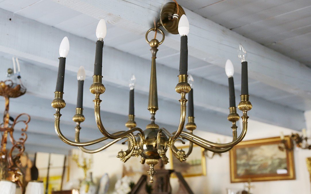 Proantic: Lustre En Bronze Années 1900 (diamètre: 77 Cm)