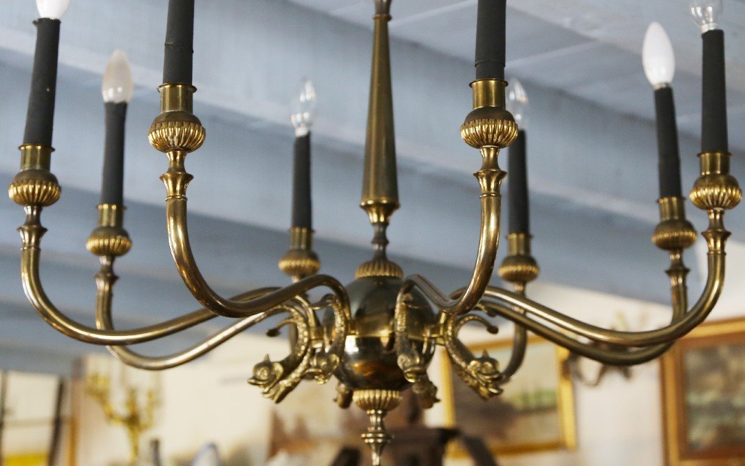 Proantic: Lustre En Bronze Années 1900 (diamètre: 77 Cm)