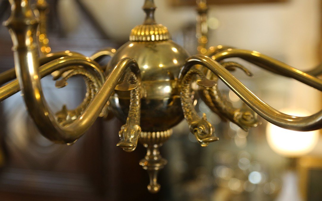 Proantic: Lustre En Bronze Années 1900 (diamètre: 77 Cm)