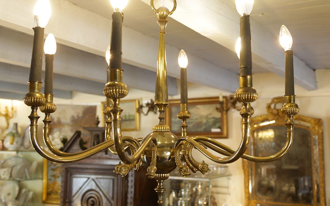 Proantic: Lustre En Bronze Années 1900 (diamètre: 77 Cm)