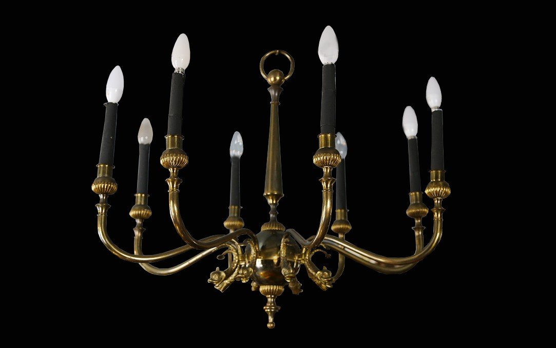 Proantic: Lustre En Bronze Années 1900 (diamètre: 77 Cm)