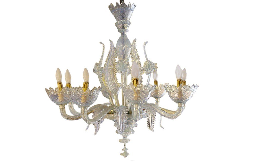 Proantic: Lustre Murano, Verre De Venise, Début XXème Siècle