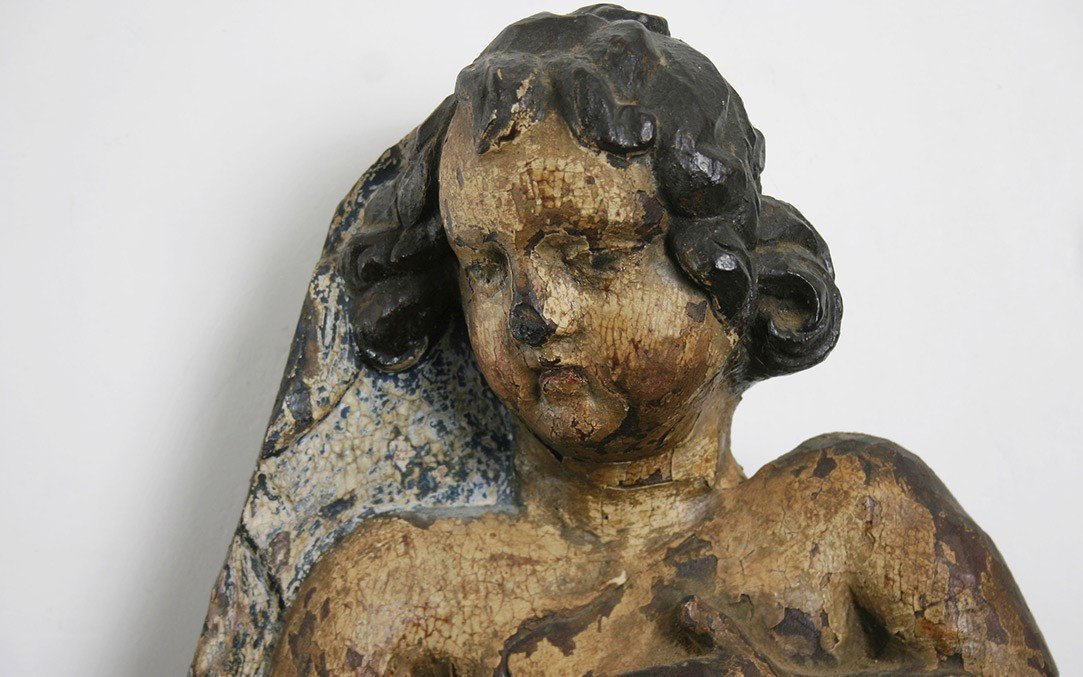 Proantic: Bas Relief In Polychrome Wood, XVIIth Century