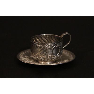 Timbale Ercuis Lauriers. Timbale en métal argenté