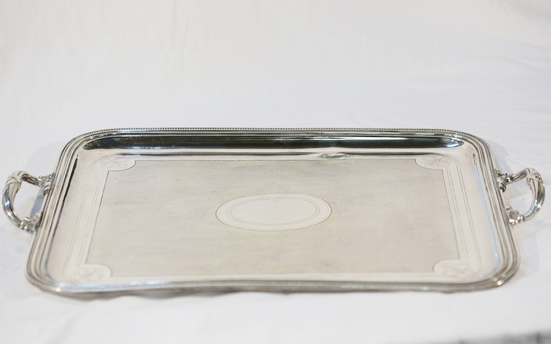 Large Serving Tray, Silver Metal, Christofle-photo-3