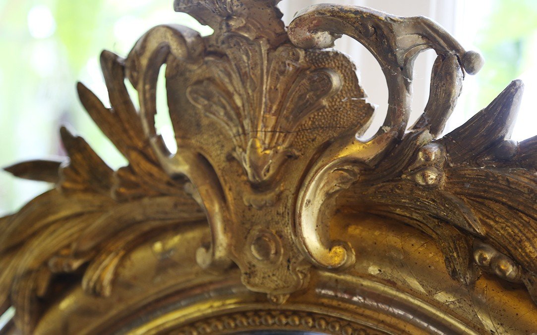 Miroir Louis Philippe Ovale, Bois Doré, XIXème -photo-5