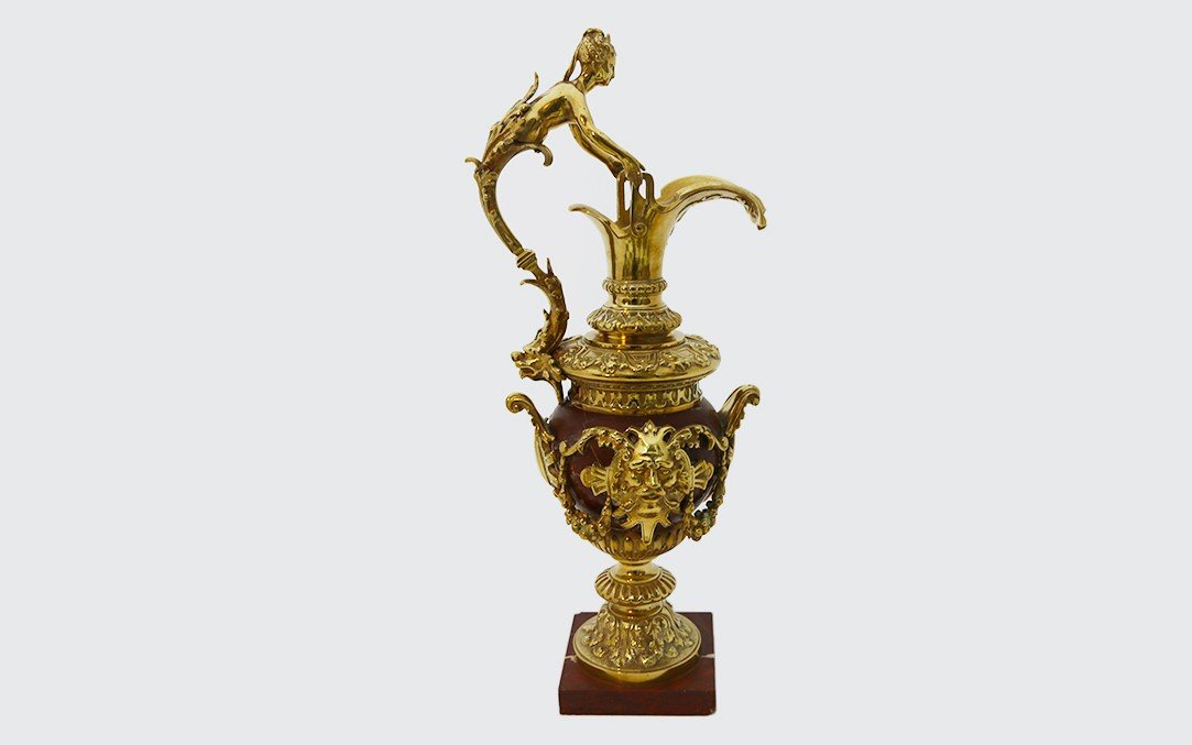 Aiguière En Bronze Doré Et Marbre, Napoléon III