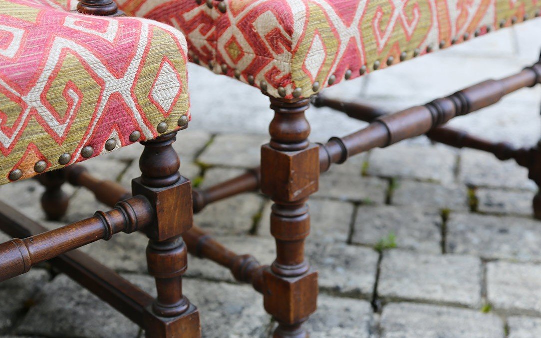 Pair Of Louis XIII Style Armchairs, XIXth Century-photo-3