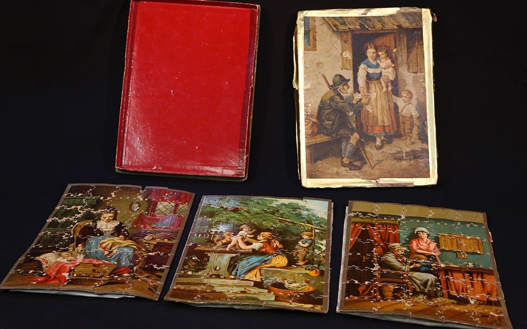 Set Of 3 Puzzles, In Wood And Paper-photo-1