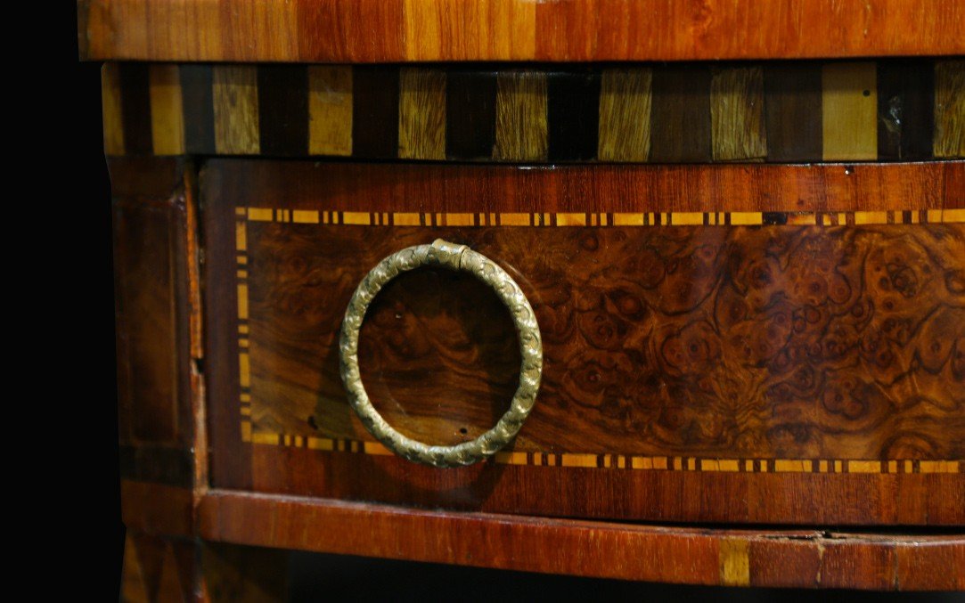Half-moon Inlaid Console, Varnished In Tampon, XVIIIth-photo-4