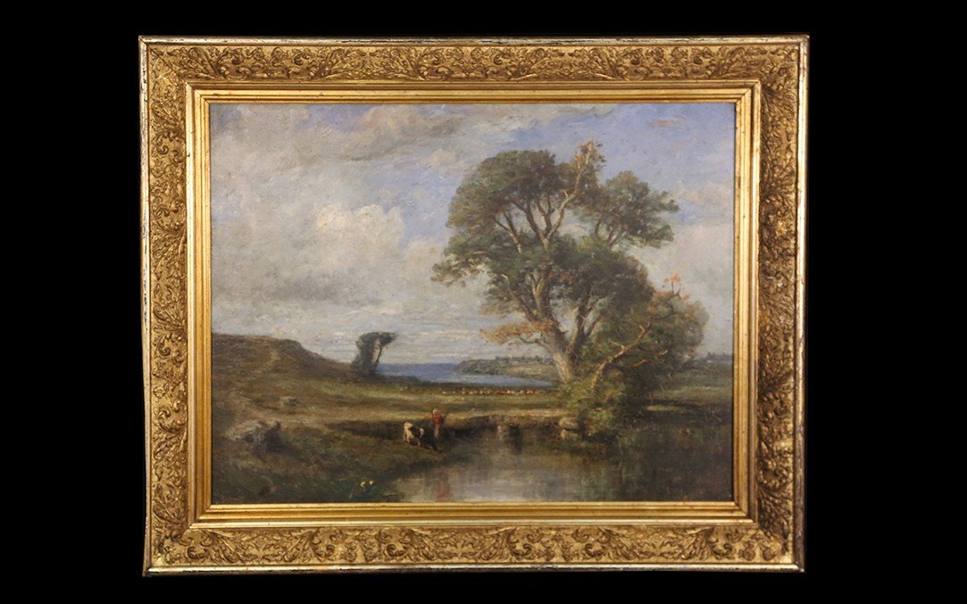 Huile Sur Panneau, XIXème Siècle, Vue Du Finistère, Juirè -photo-3
