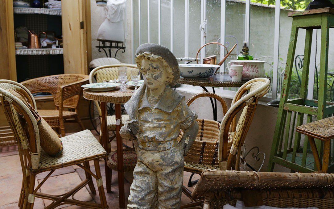 Pair Of Garden Cement Fisherman Statues, Years 1910-1920, Arcachon, South France-photo-1