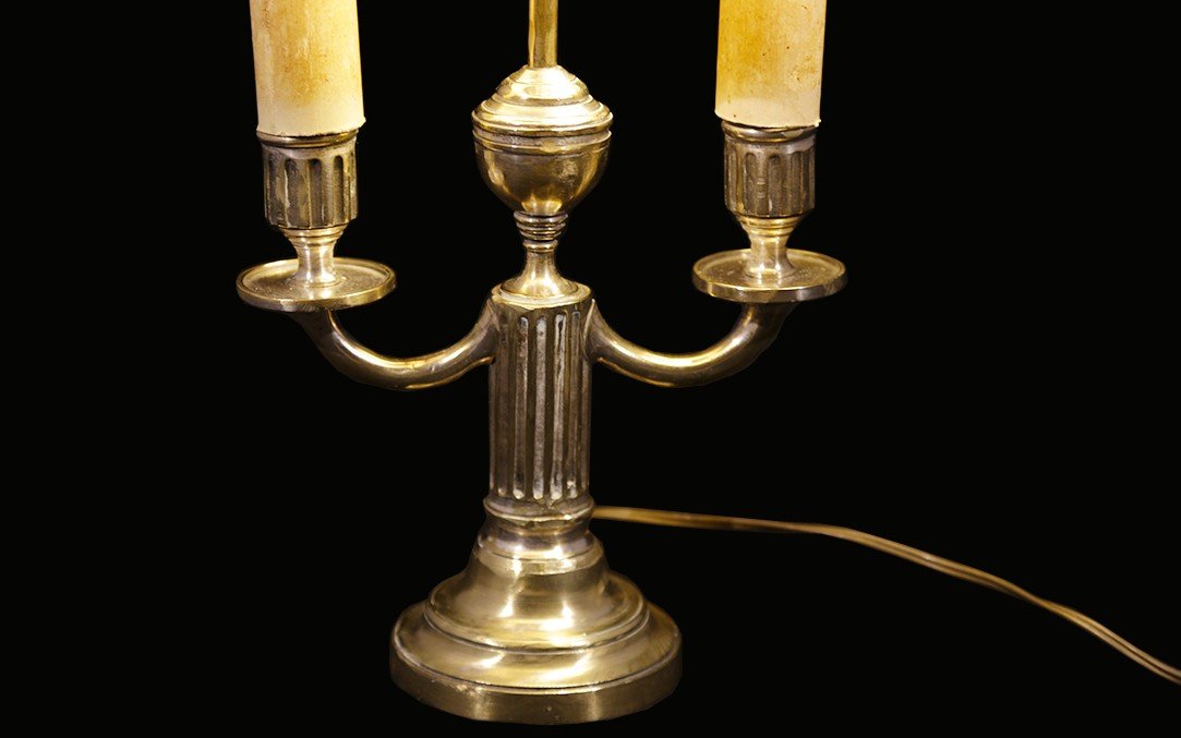 Lampe Bouillotte, 2 Feux, XIXème, Bronze Argenté -photo-2
