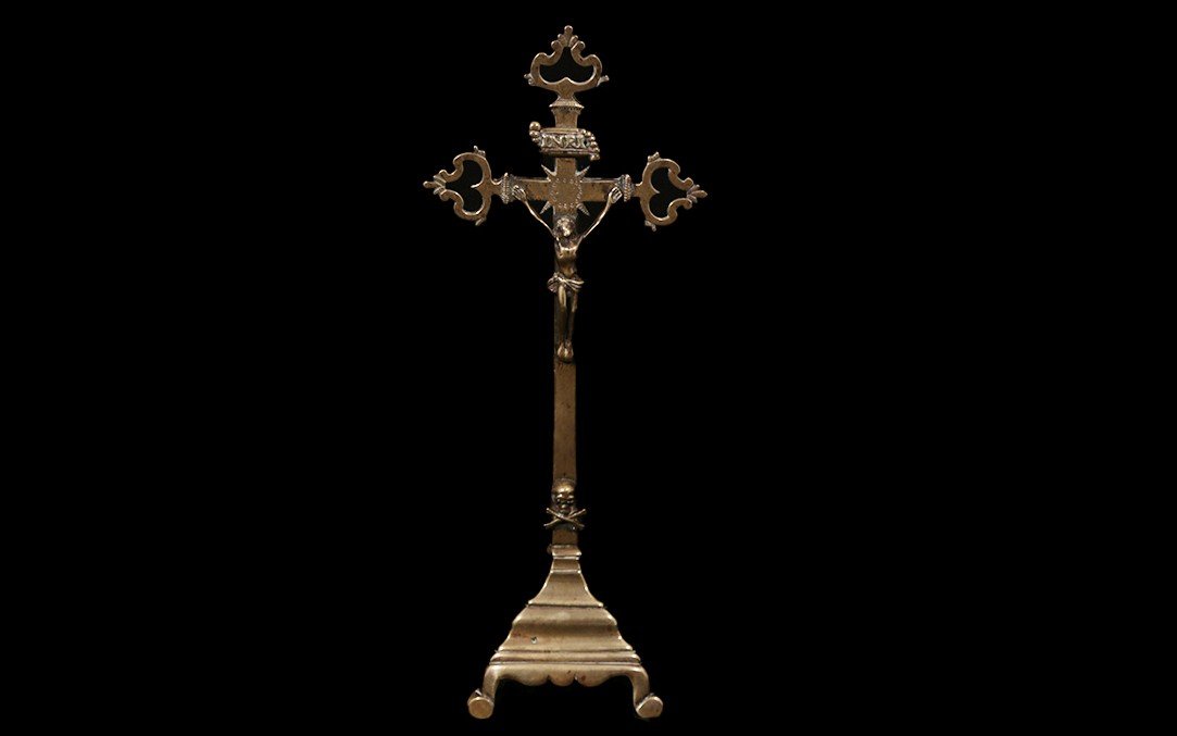 Crucifix En Bronze, XVIIeme Siècle (33 Cm)