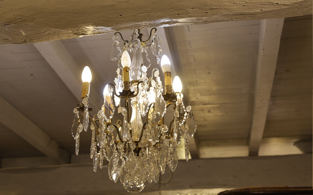 Lustre à Pampilles, Cristal Et Bronze, XIXème (diam;40 Cm, Ht:70 Cm)-photo-4