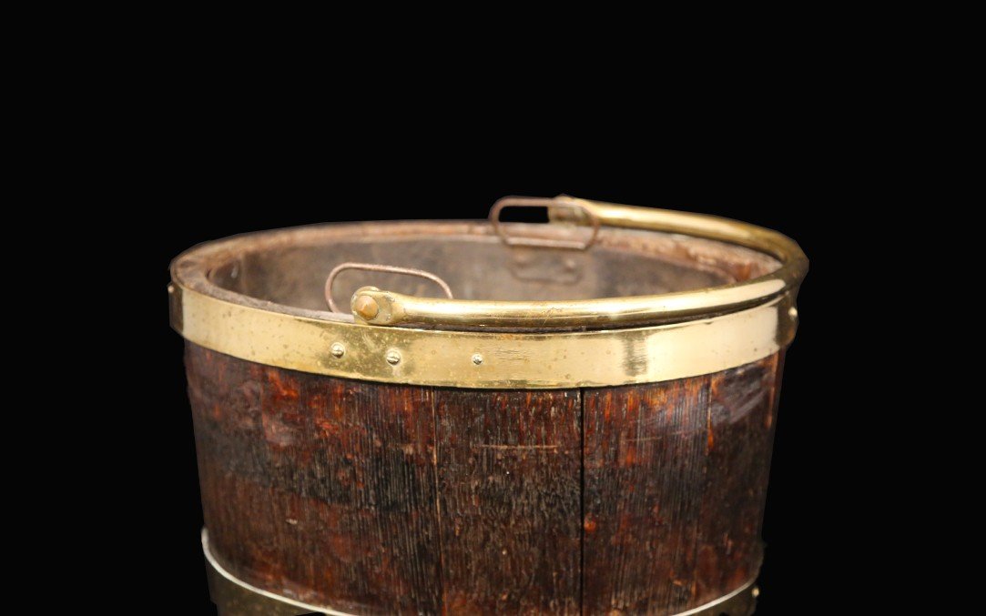 Seau, Marine Anglaise, Bois Et Laiton, XIXème -photo-3