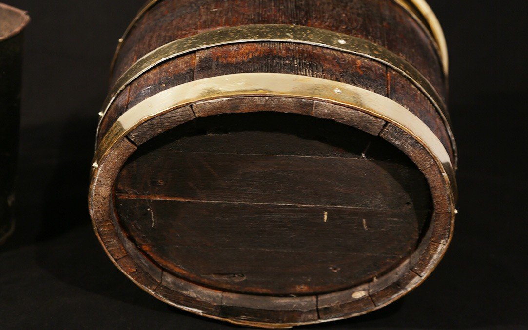 Seau, Marine Anglaise, Bois Et Laiton, XIXème -photo-4