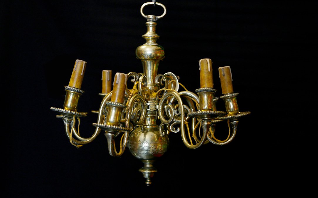 Lustre Bronze Type Hollandais, Fin XVII-début XVIIIème-photo-2