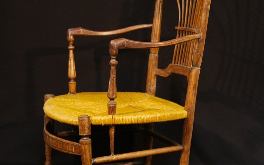 Straw Armchair, 18th Century, Louis XVI-photo-1