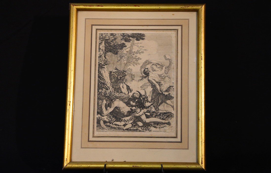 Gravure De Michel Dorigny, Bacchanale, XVIIeme Siècle -photo-1