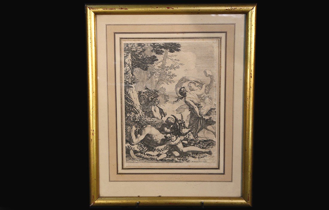 Gravure De Michel Dorigny, Bacchanale, XVIIeme Siècle 