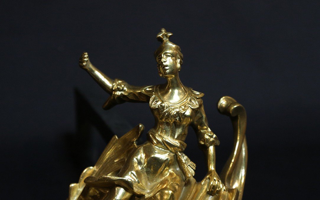 Andirons In Gilt And Chiseled Bronze 19th Century-photo-2
