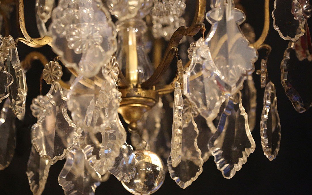 Chandelier With Tassels, Crystal And Bronze, 19th Century-photo-4