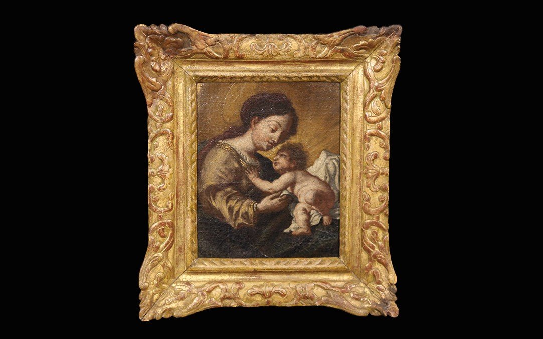 Virgin And Child, Oil On Canvas, 18th Century -photo-3