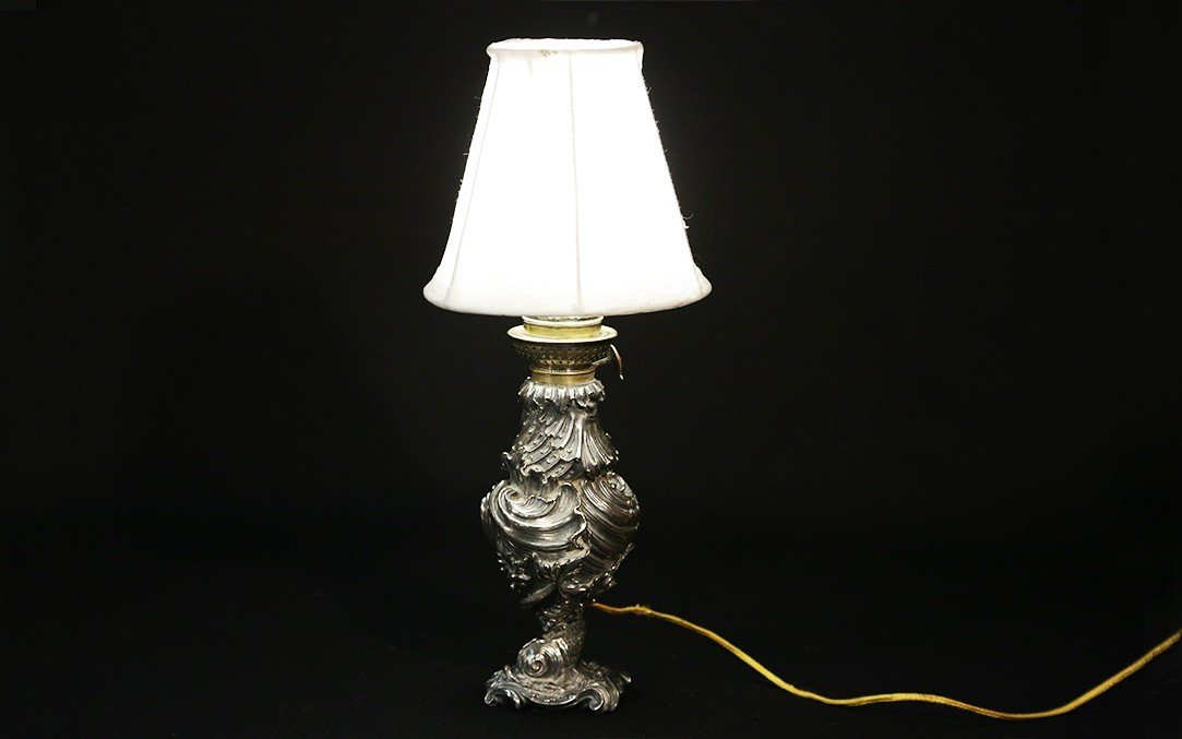 Silver Metal Lamp, Baroque Style-photo-3