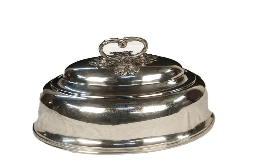 Cloche De Table / Couvre plat, Métal Argenté 
