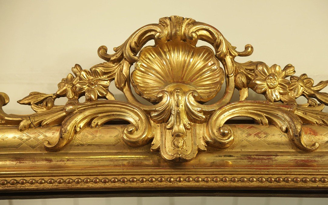 Grand Miroir De Château XIXème Doré à l'Or (hauteur: 180 Cm)-photo-3