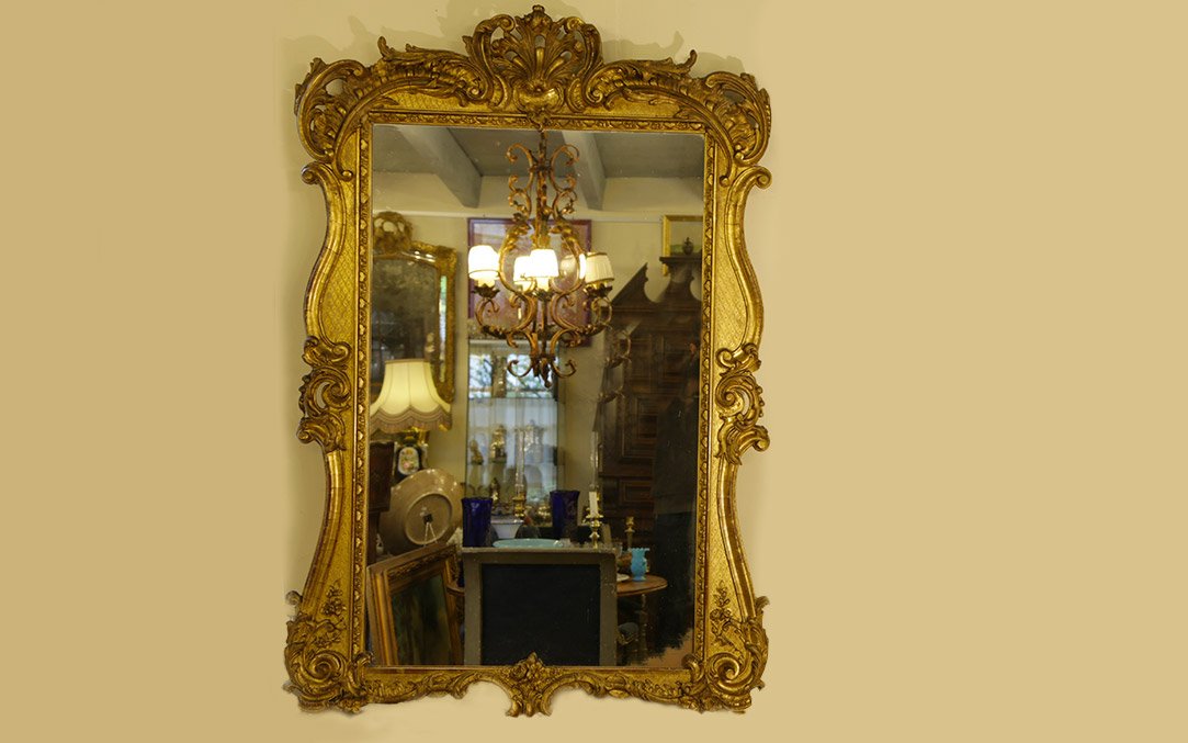 19th Century Gilded Wood Mirror, 140 X 95 Cm-photo-2