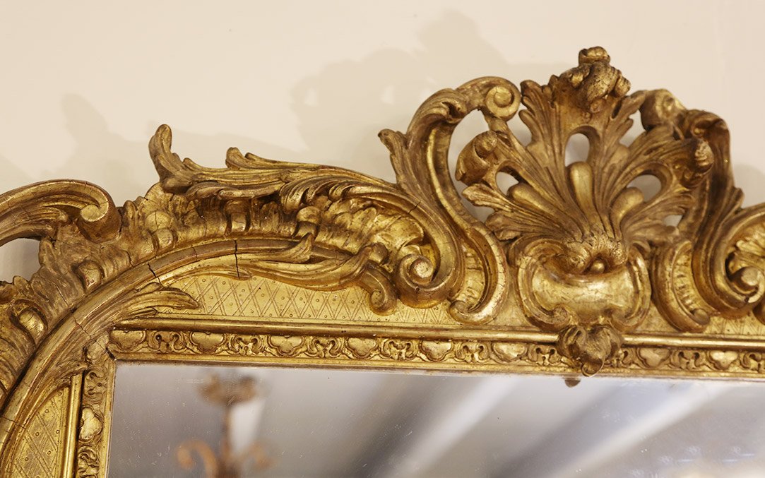 19th Century Gilded Wood Mirror, 140 X 95 Cm-photo-2