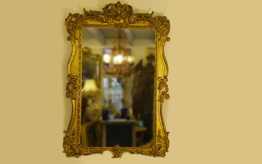 19th Century Gilded Wood Mirror, 140 X 95 Cm