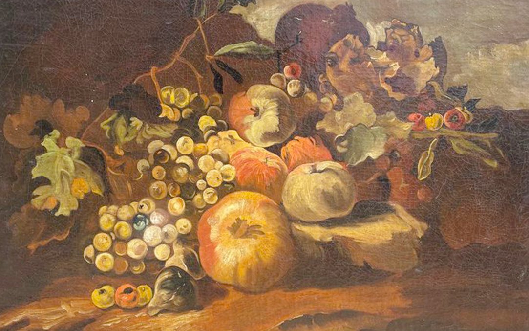 Huile Sur Toile, Nature Morte, Fruits, Italie XVIIIeme-photo-1