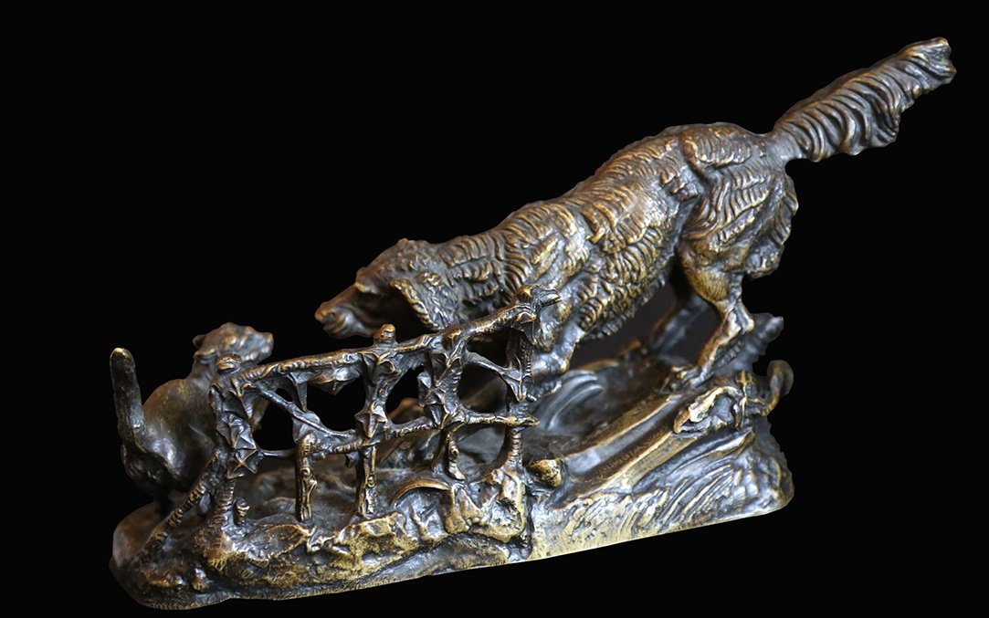 Animal Bronze, Dog/cat, Signed Dargaud, 19th Century-photo-2