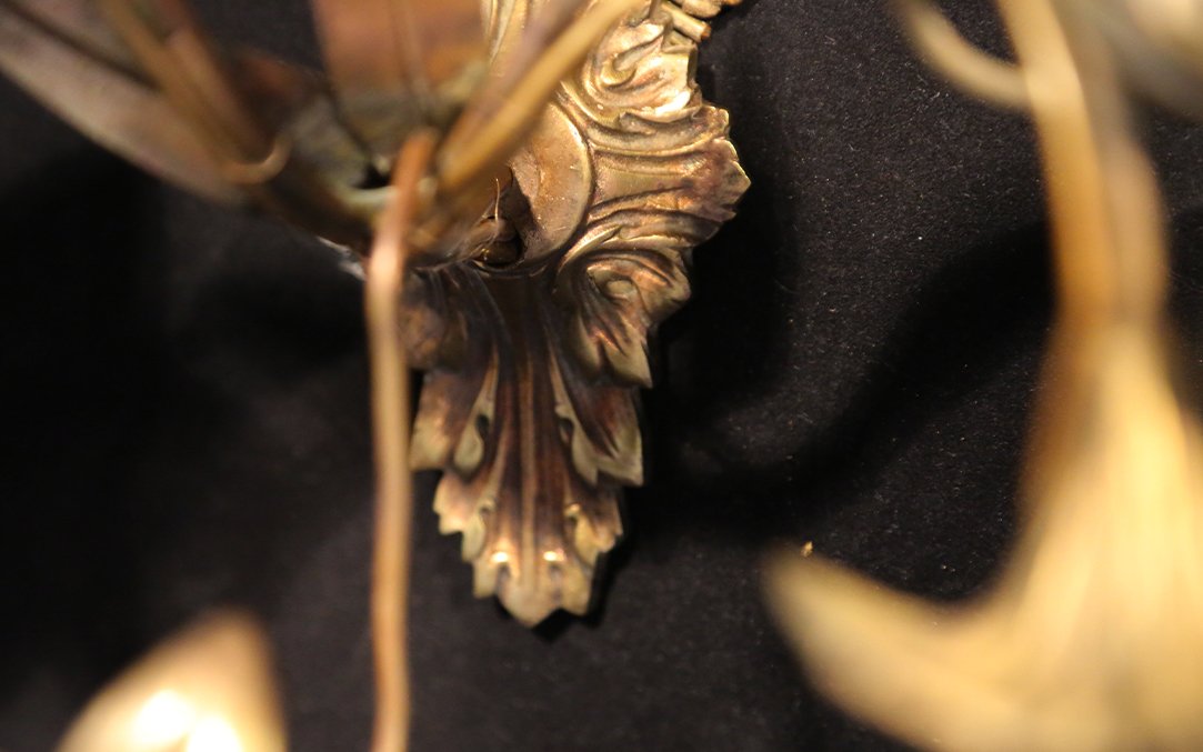 Paire d'Appliques En Tôle Dorée-photo-4