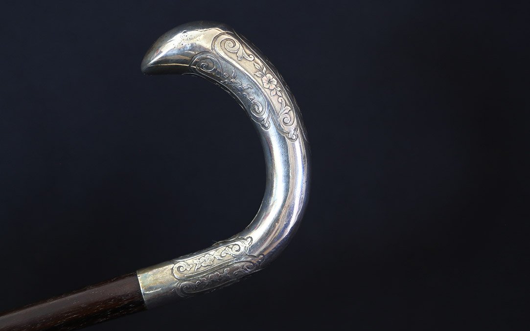 canne, palissandre et argent, Art Nouveau,  90,5 cm -photo-4