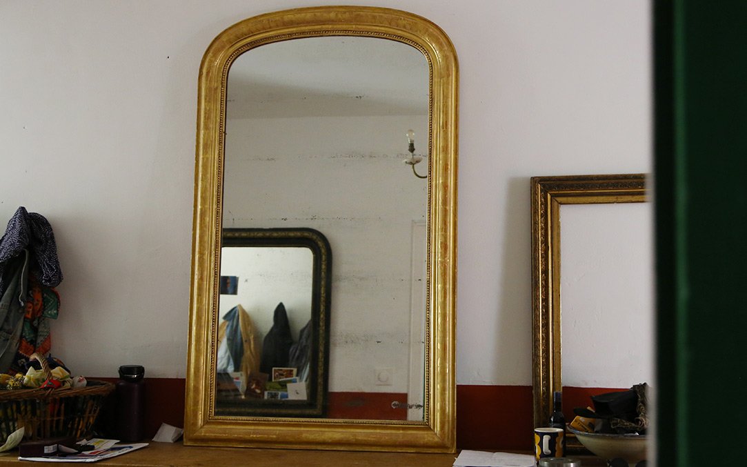 miroir louis Philippe en bois doré à l'or (139x84 cm)-photo-5