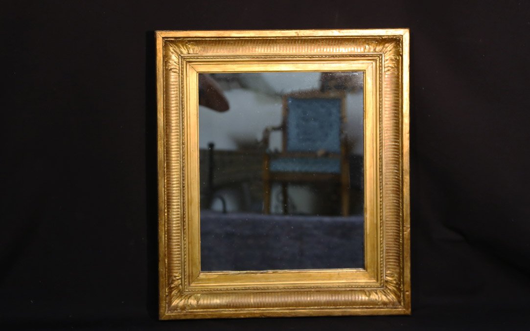 Miroir, cadre doré, début XIXème (55x63 cm)-photo-2