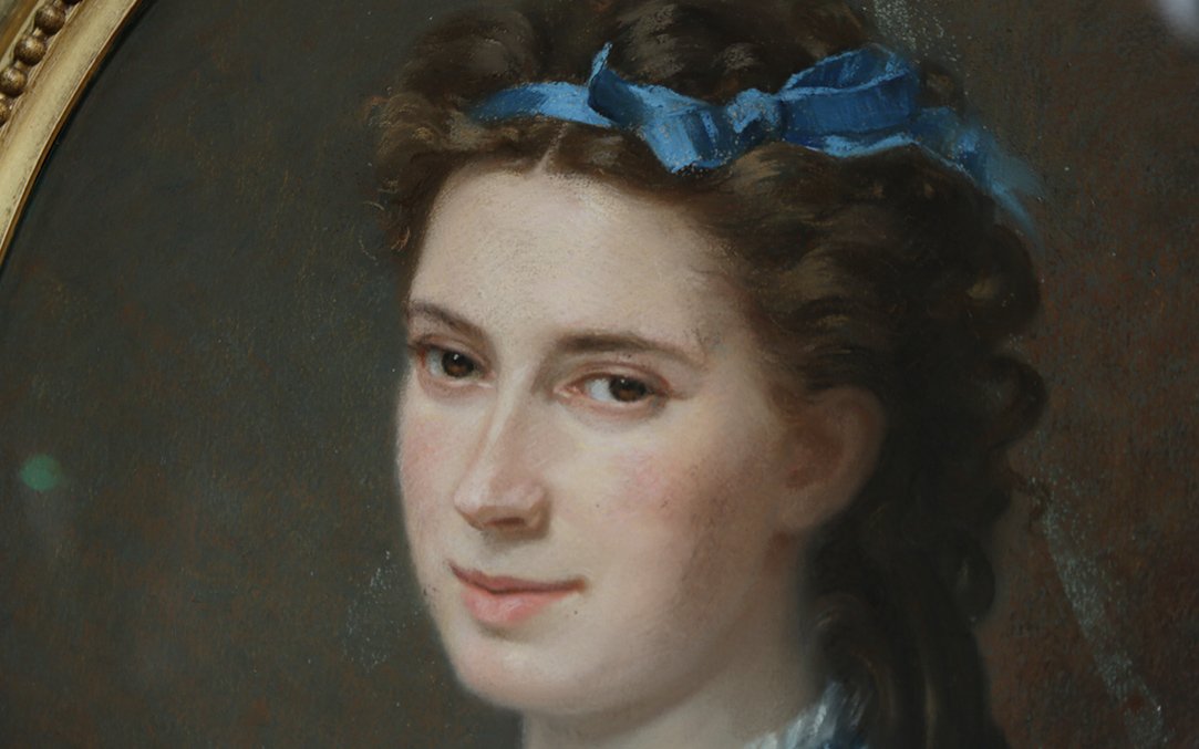 Pastel, Portrait Of Mrs. De Beck By Marcellin De Groiseilliez-photo-3
