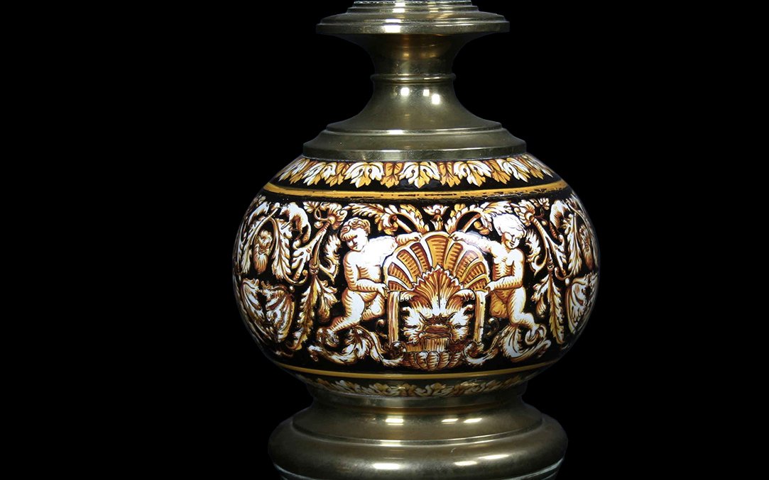 Paire De Lampes Gien électrifiées, XIXème Siècle-photo-1