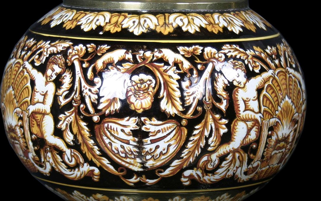 Paire De Lampes Gien électrifiées, XIXème Siècle-photo-4