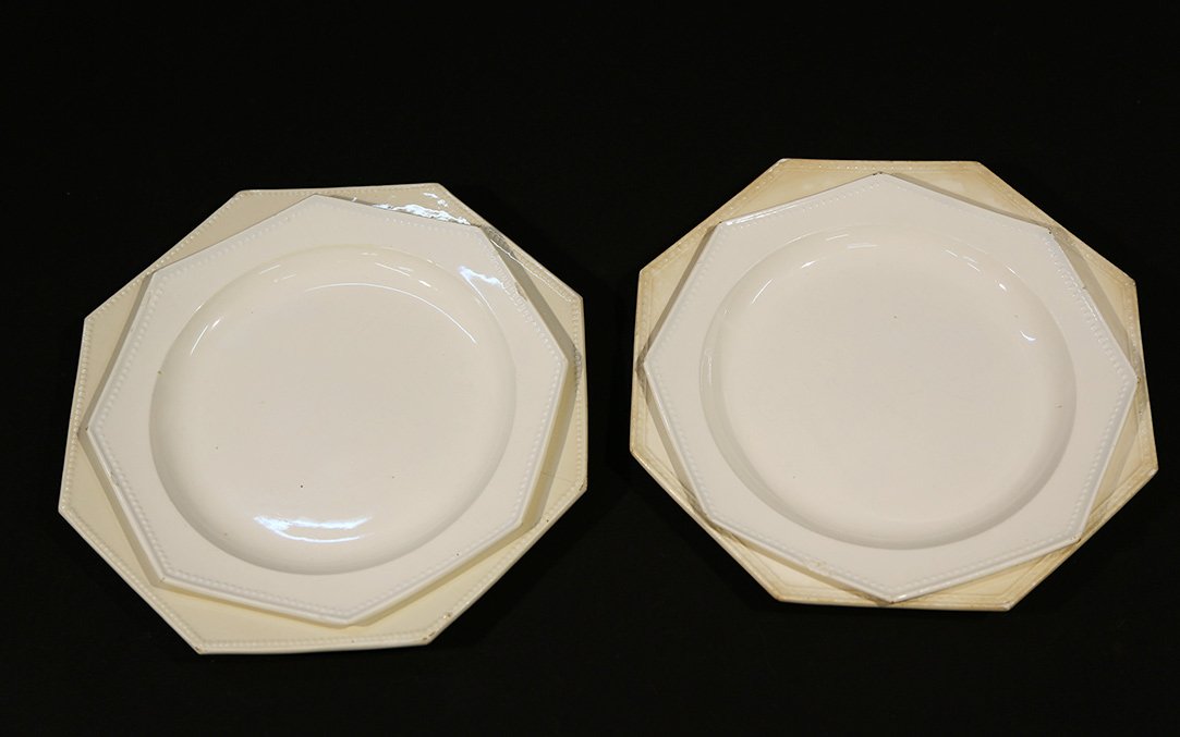 5 Octagonal Plates, Earthenware, 18th Century-photo-8
