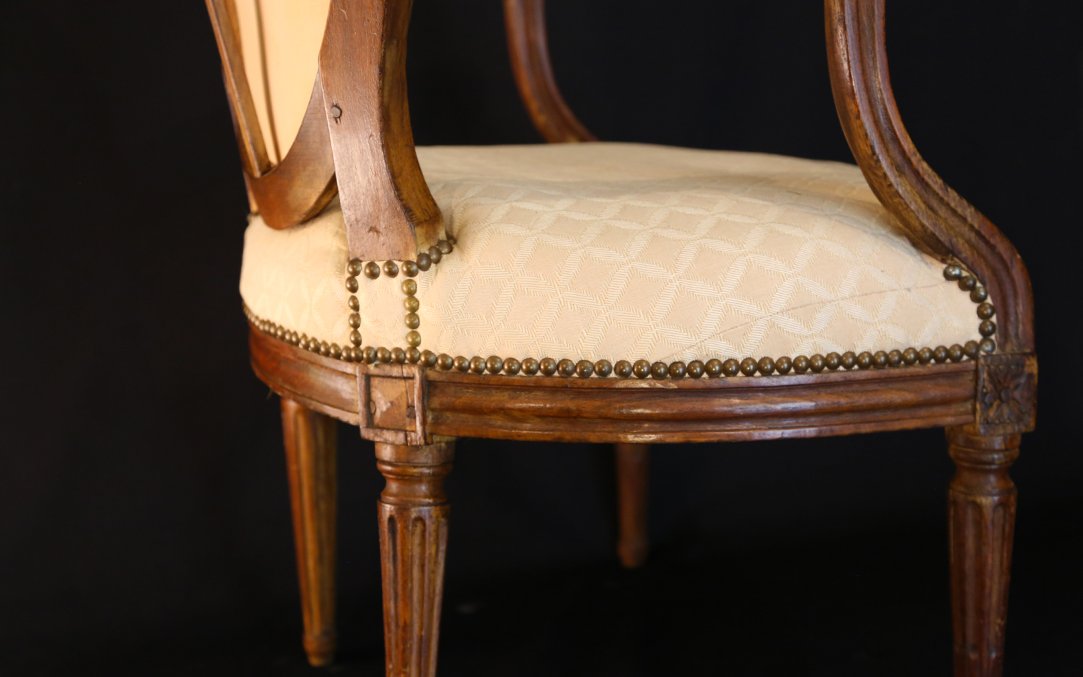 Louis XVI Medallion Armchair Stamped A. Gaillard, 18th Century-photo-3