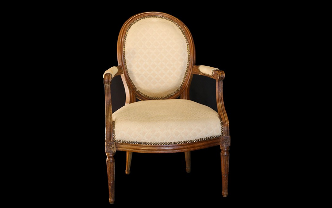 Louis XVI Medallion Armchair Stamped A. Gaillard, 18th Century