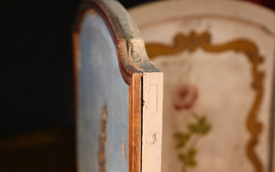 Paravent peint,  XVIIIème siècle  Huile sur toile -photo-2