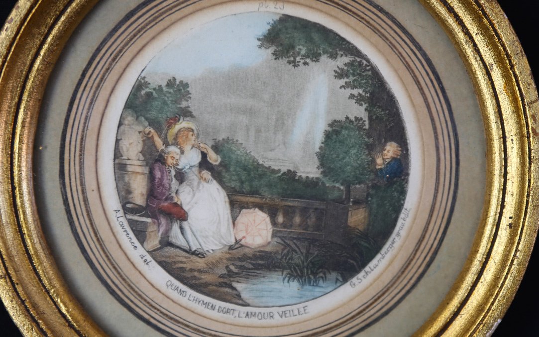 19th Century Engraving, G.schlumberger (diam: 14cm)-photo-2