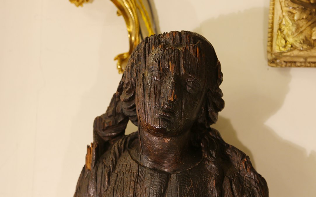 Romanesque Statue, Circa 1450-1500, Oak-photo-3