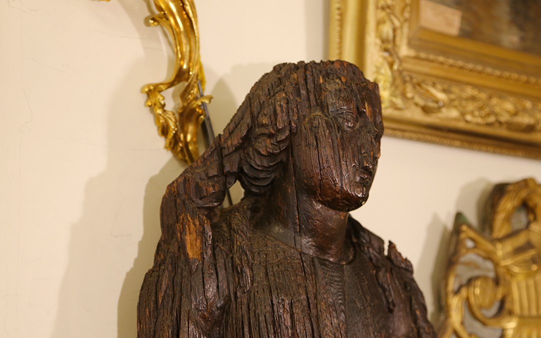 Romanesque Statue, Circa 1450-1500, Oak-photo-3
